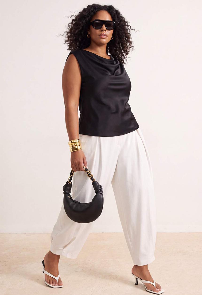 Trendyol - Plus satin woven blouse - black