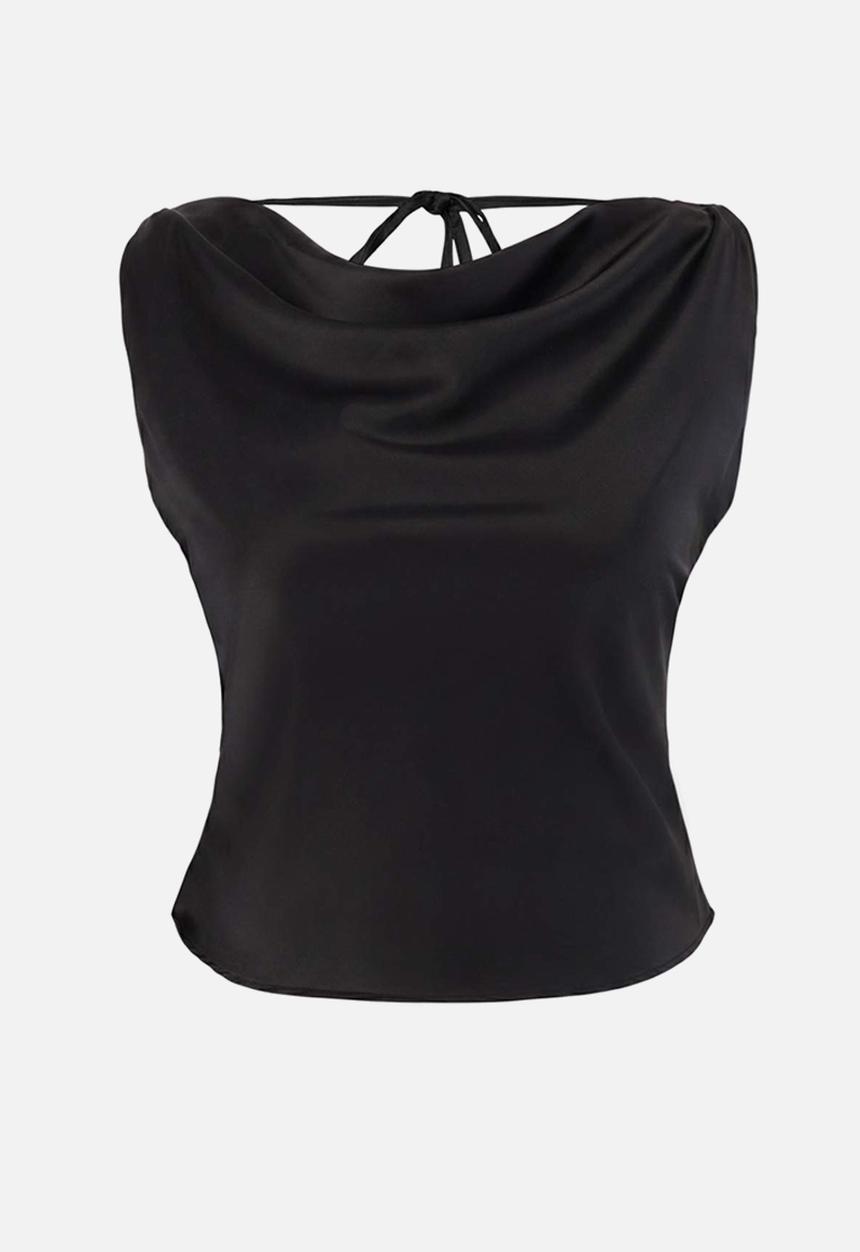 Trendyol - Plus satin woven blouse - black