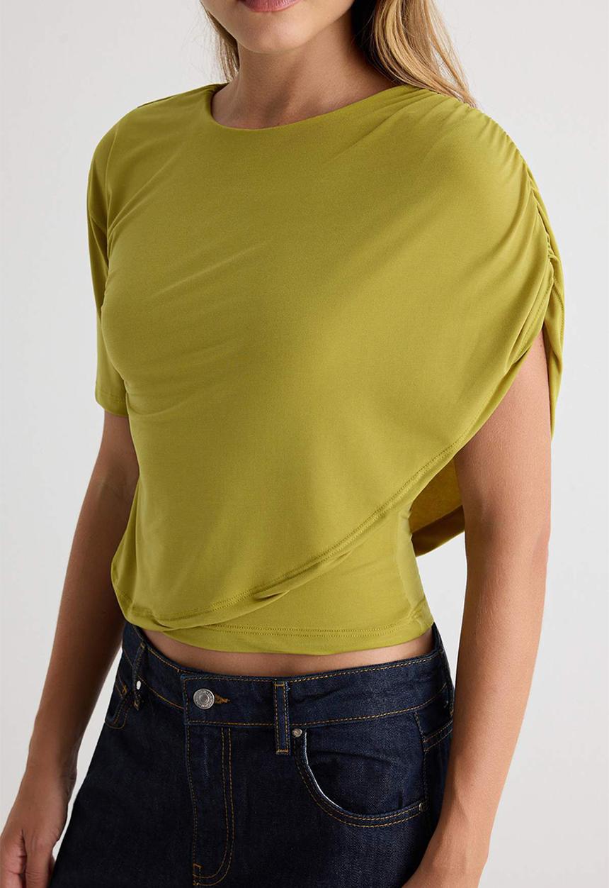 Trendyol - Cape Detail Sleeveless Knit Blouse - Oil Green