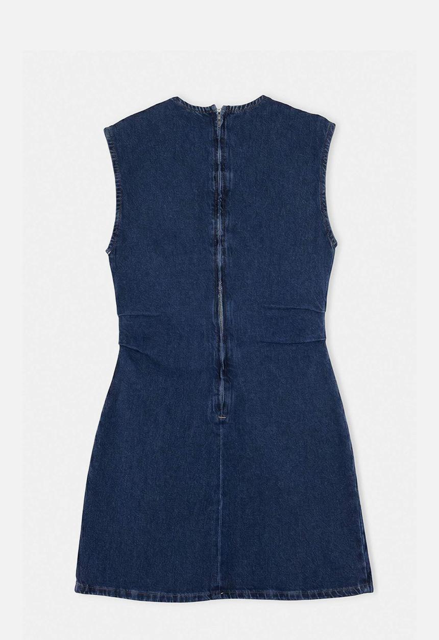 Trendyol - Low-Stretch Waist Detail Mini Denim Dress - Dark Blue