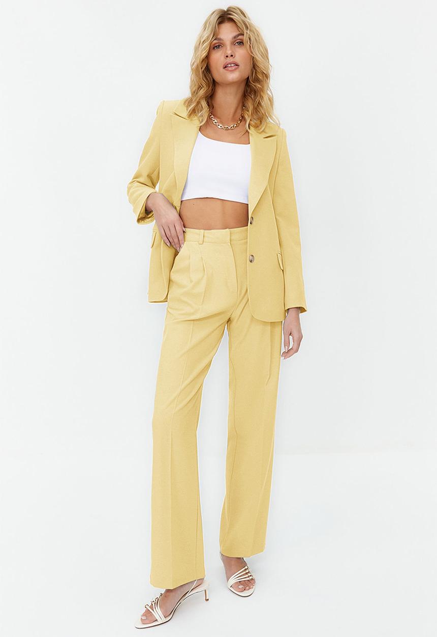 Trendyol - Regular Lined Woven Blazer - Yellow