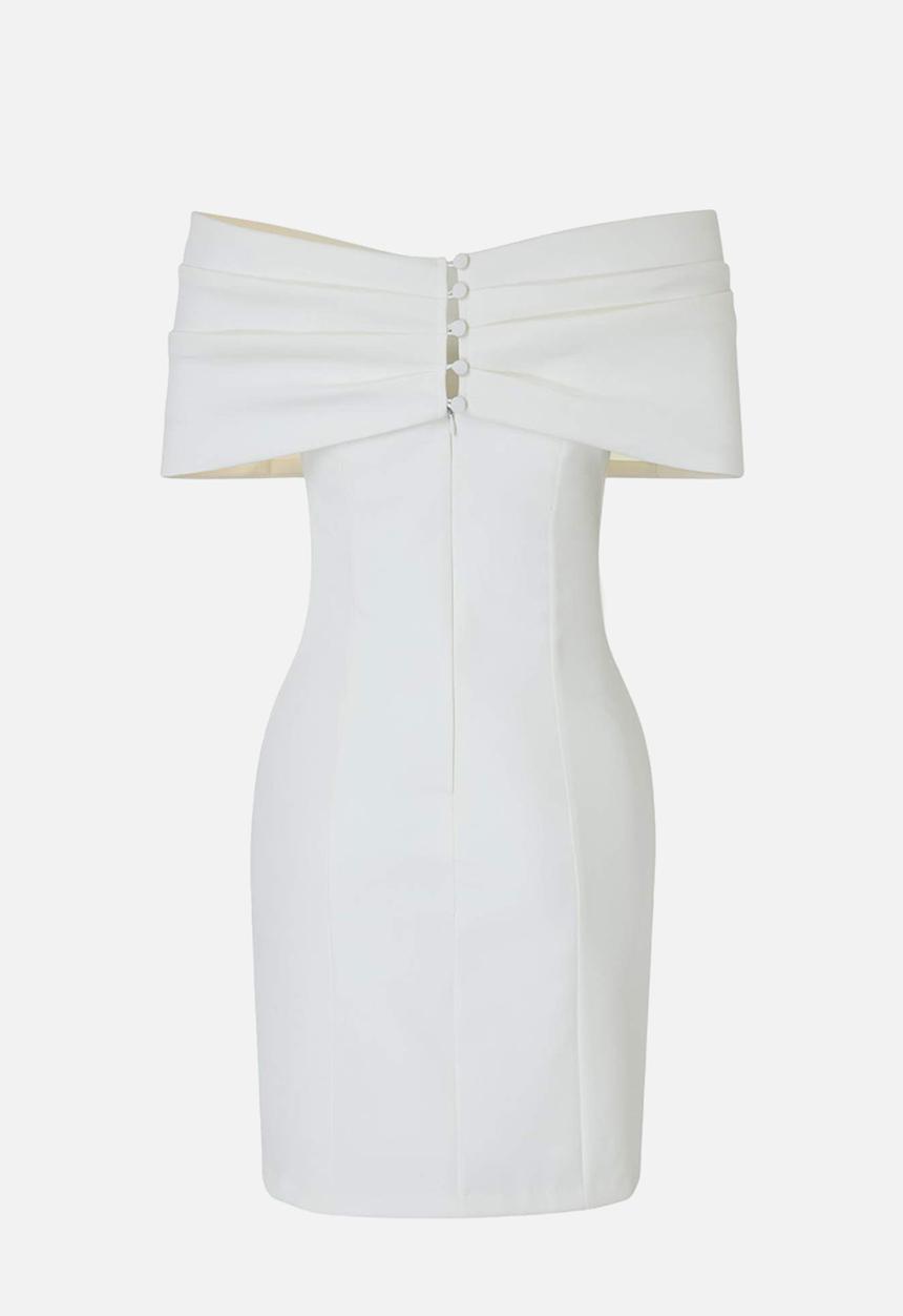 Trendyol - Carmen Collar Bodycon Mini Dress - White