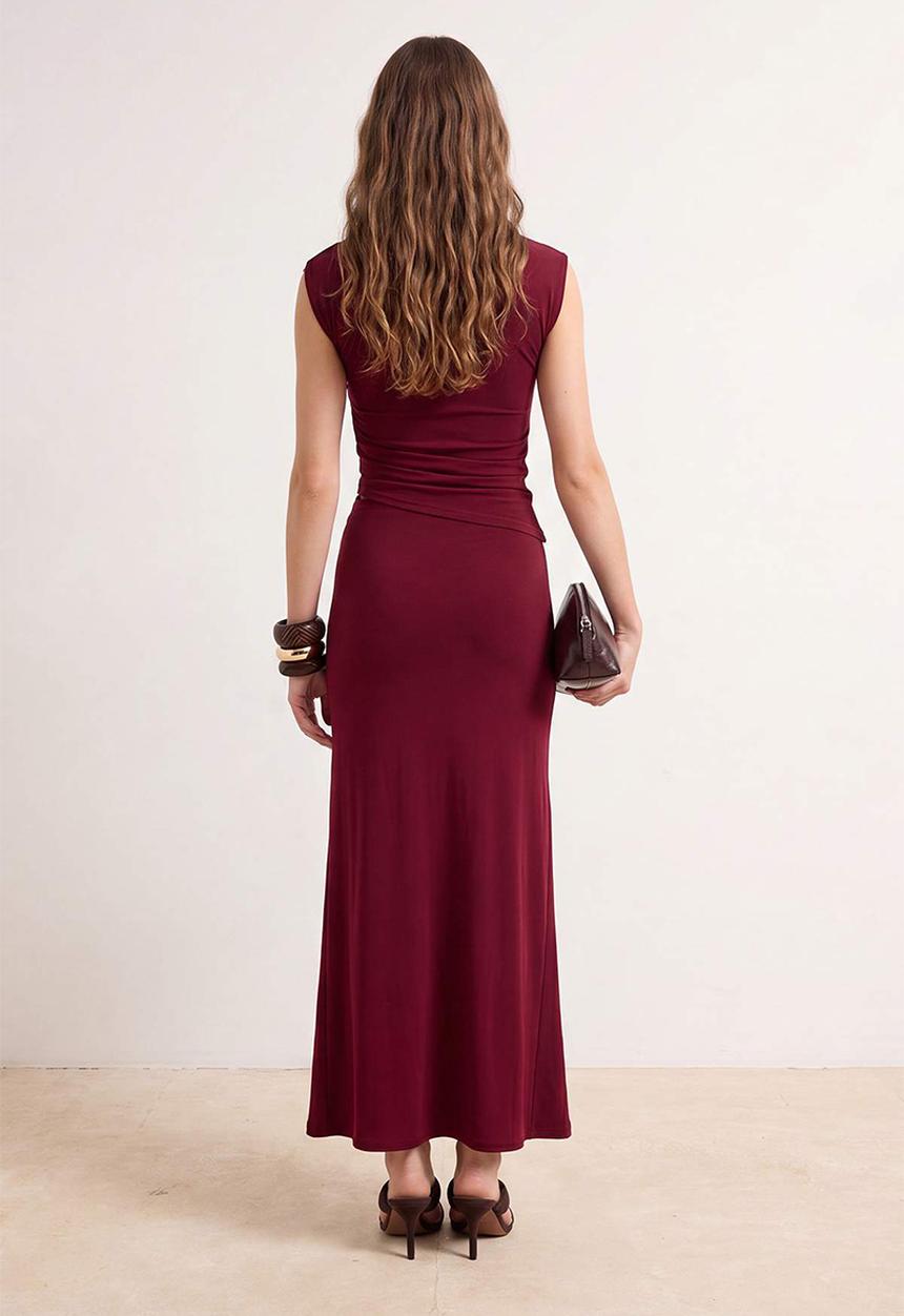 Trendyol - Limited Edition Maxi Knit Skirt - Burgundy