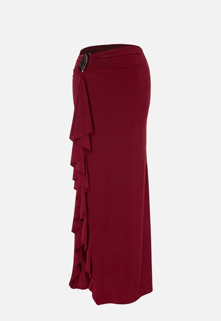 Trendyol - Limited Edition Maxi Knit Skirt - Burgundy