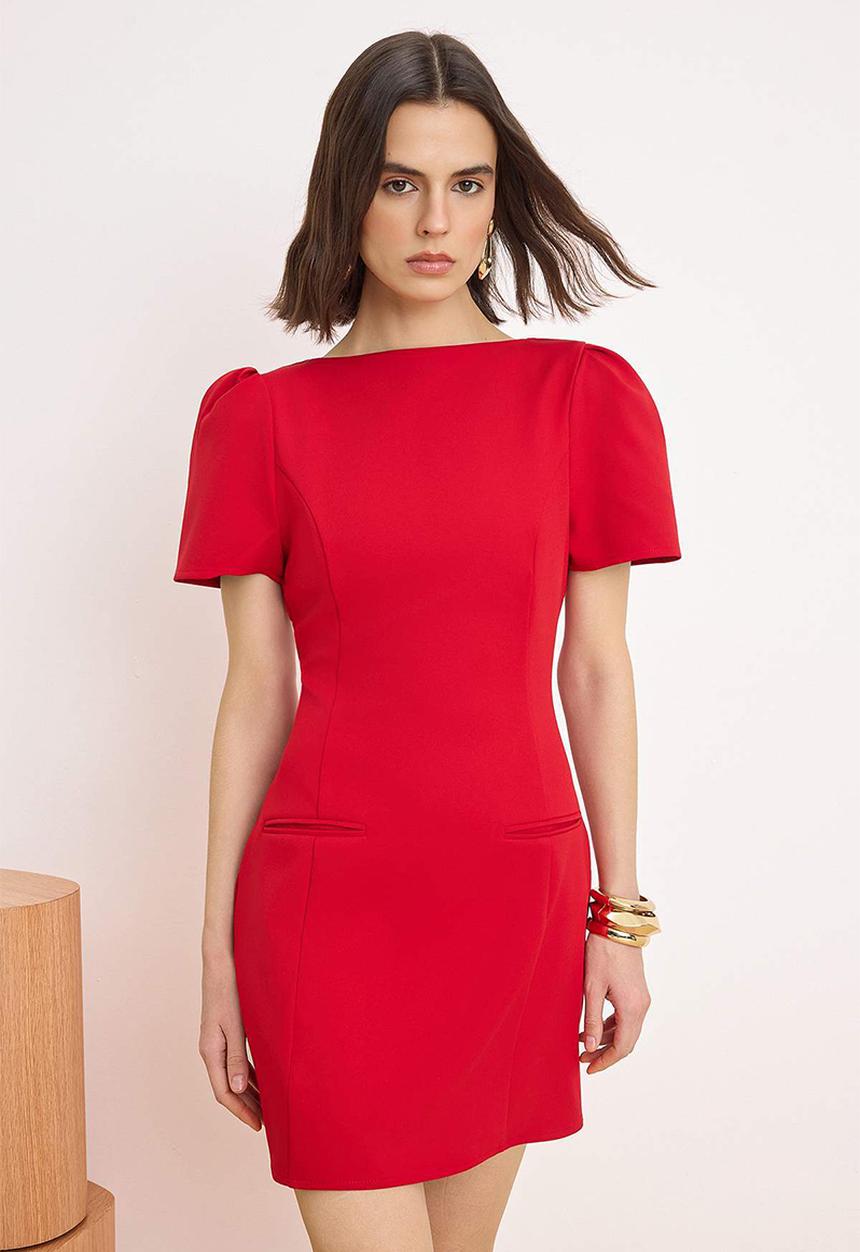 Trendyol - Pocket Detail Mini Dress - Red
