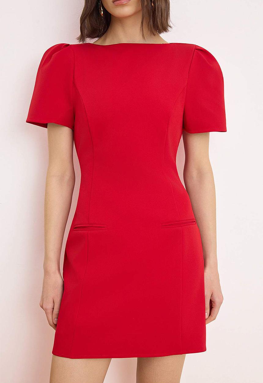 Trendyol - Pocket Detail Mini Dress - Red