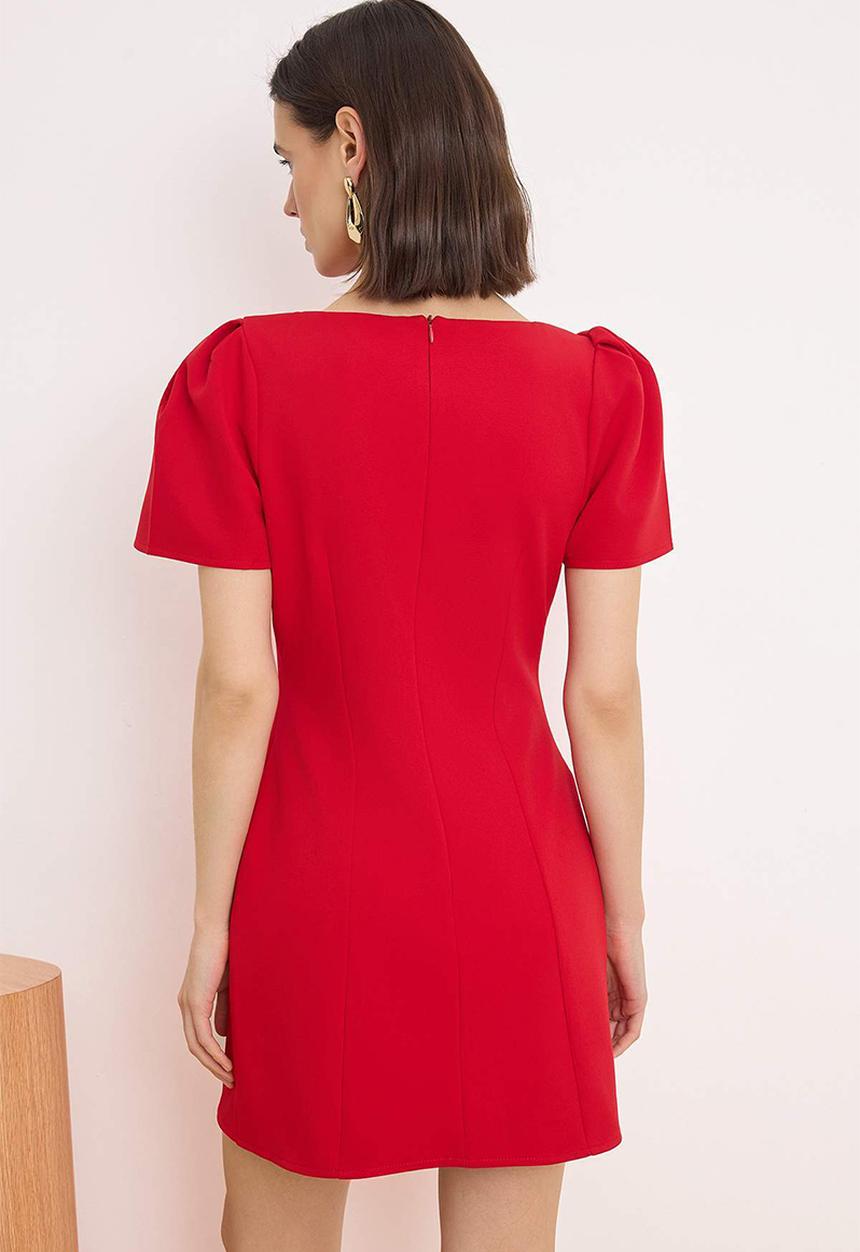 Trendyol - Pocket Detail Mini Dress - Red