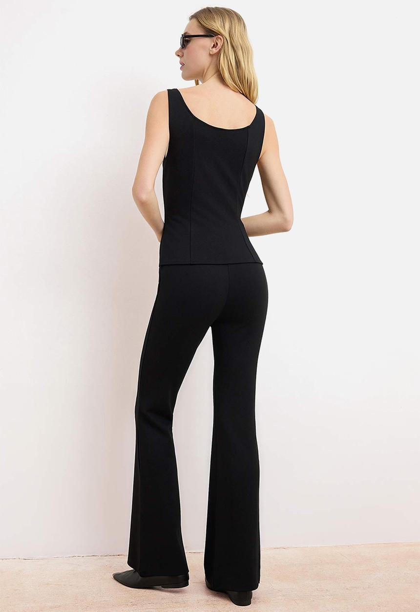 Trendyol - Fitted Strappy Sleeveless Knit Top and Bottom Set - Black