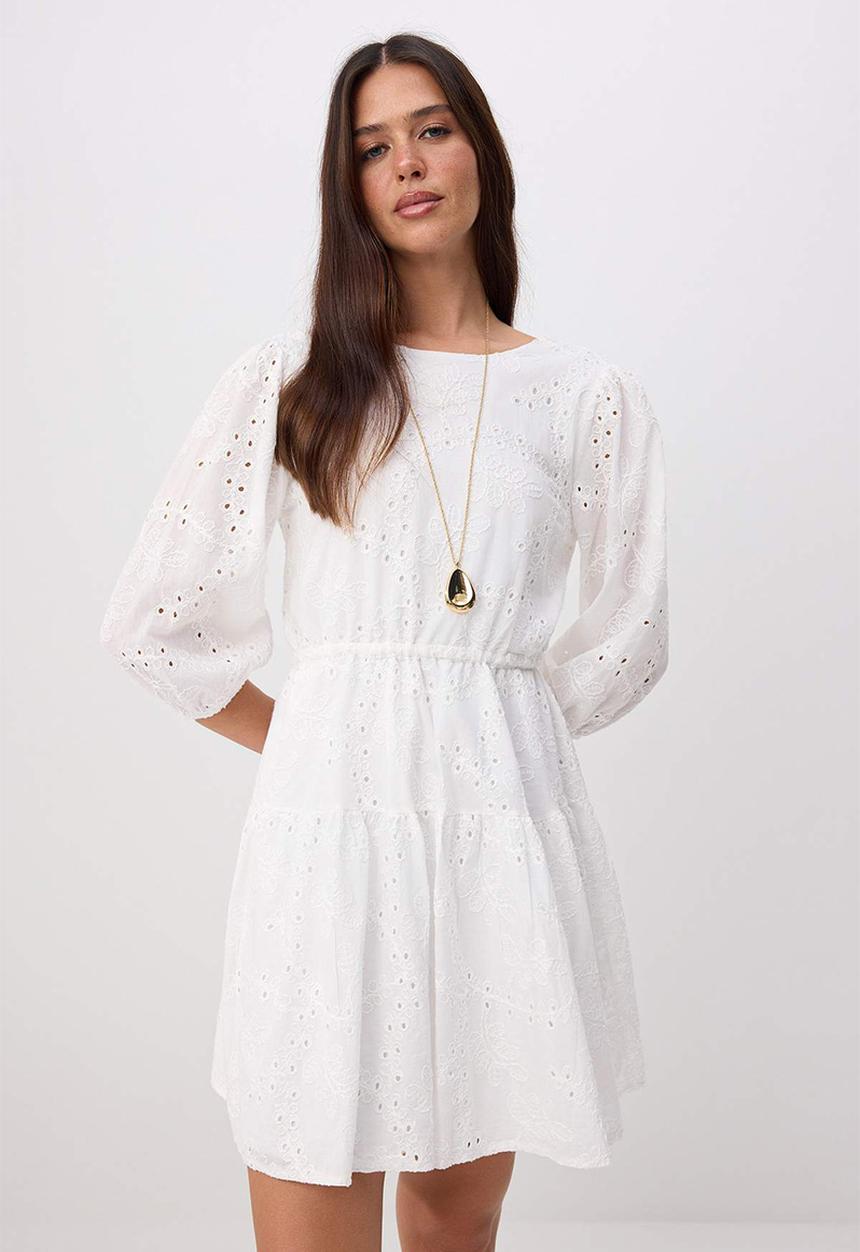 Trendyol - Cut-Out Skater Mini Dress - Ecru