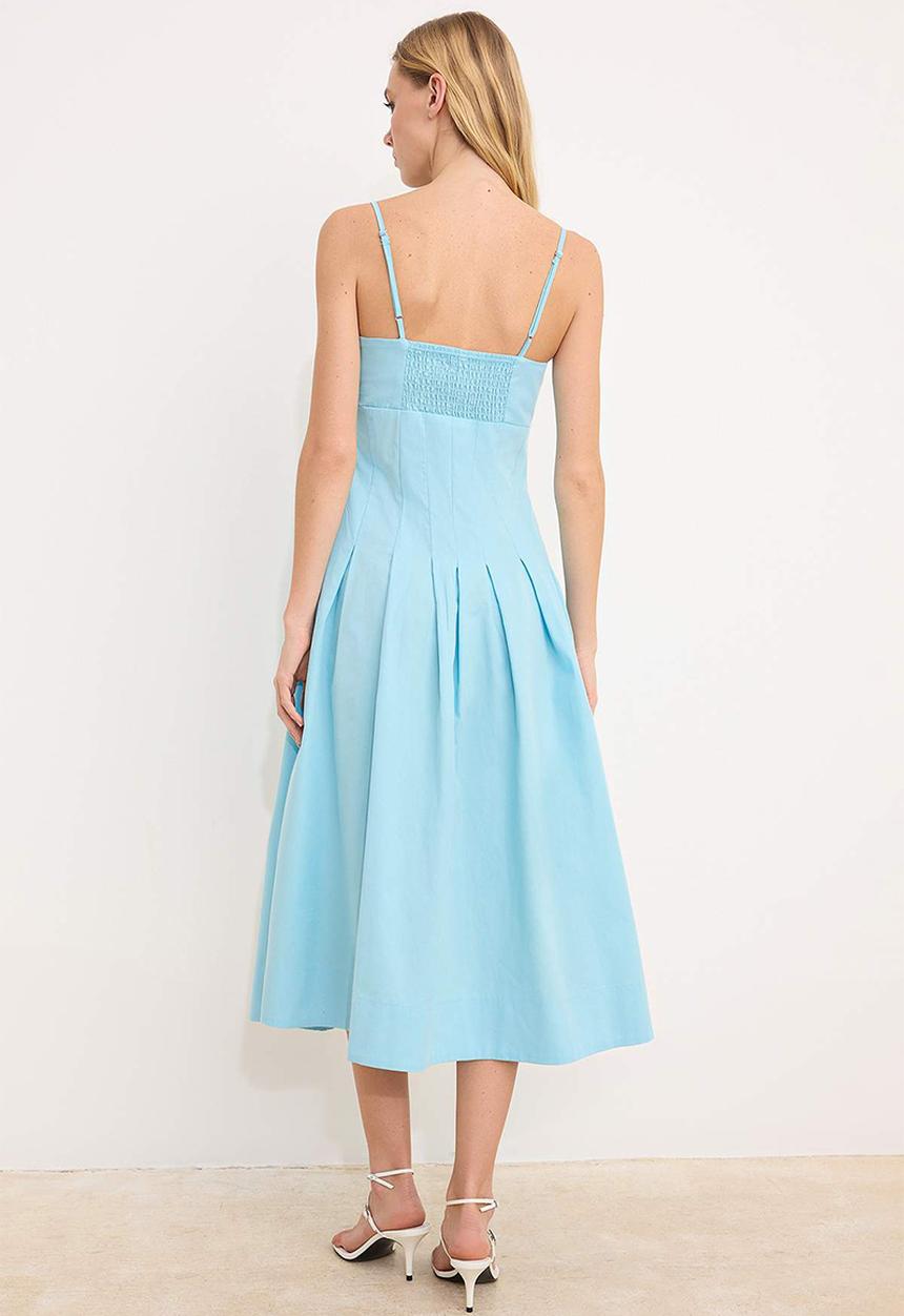 Trendyol - Flared Midi Dress - Light Blue
