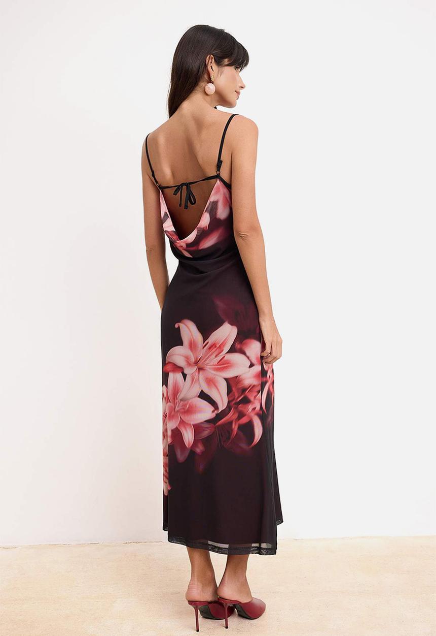 Trendyol - Floral Fishnet Strapless Tulle Dress - Multi