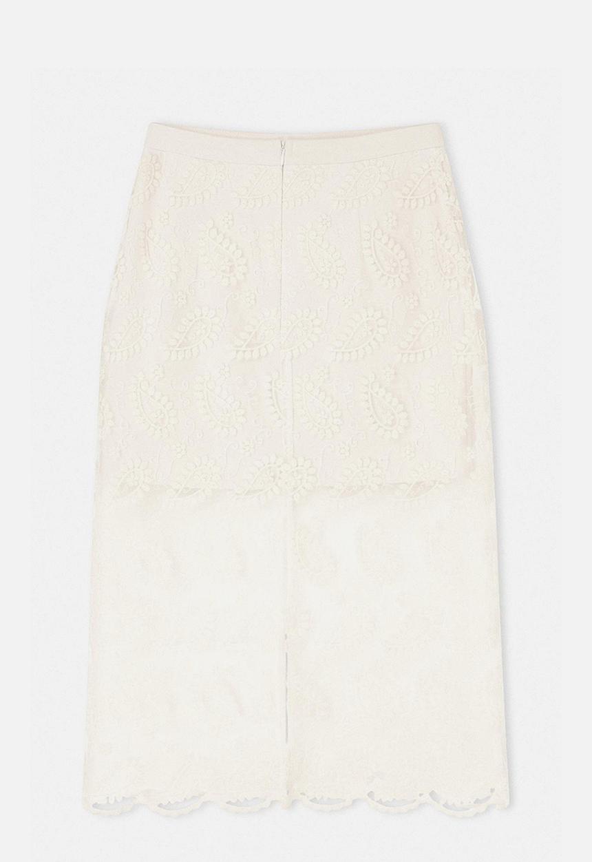 Trendyol - Limited Edition Embroidered Tulle Midi Skirt - White