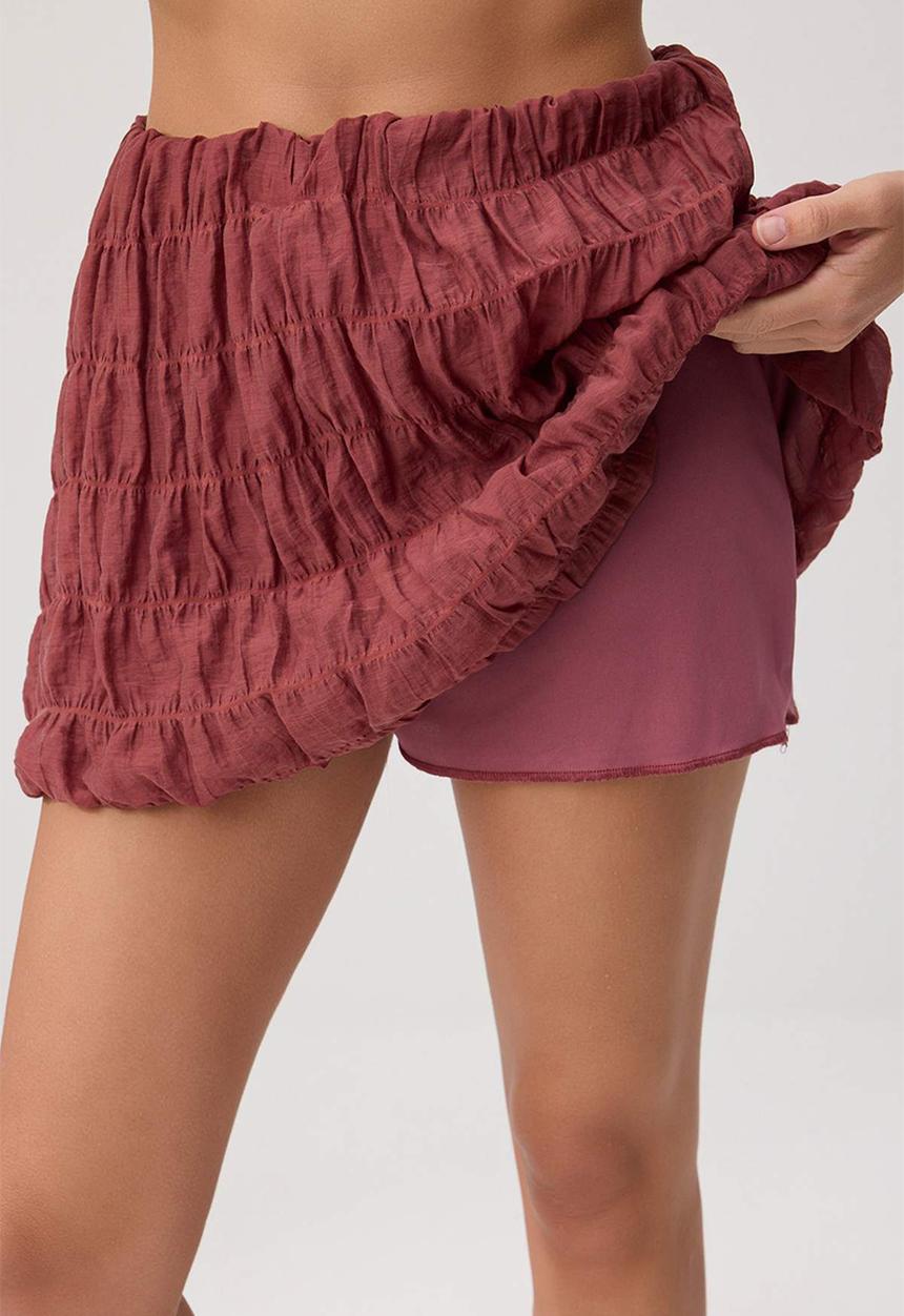 Trendyol - Balloon Skirt and Gathered Detail Top Set - Tile