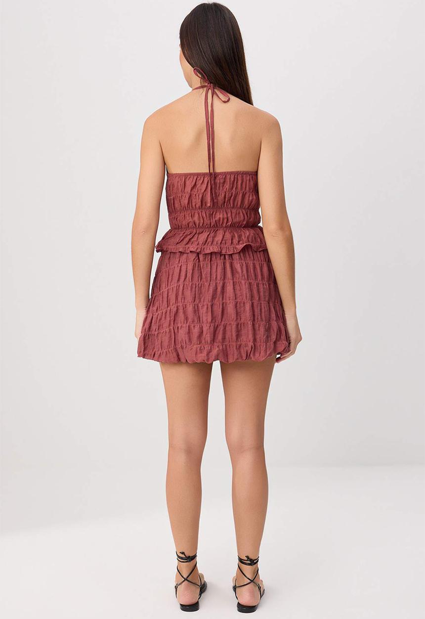 Trendyol - Balloon Skirt and Gathered Detail Top Set - Tile