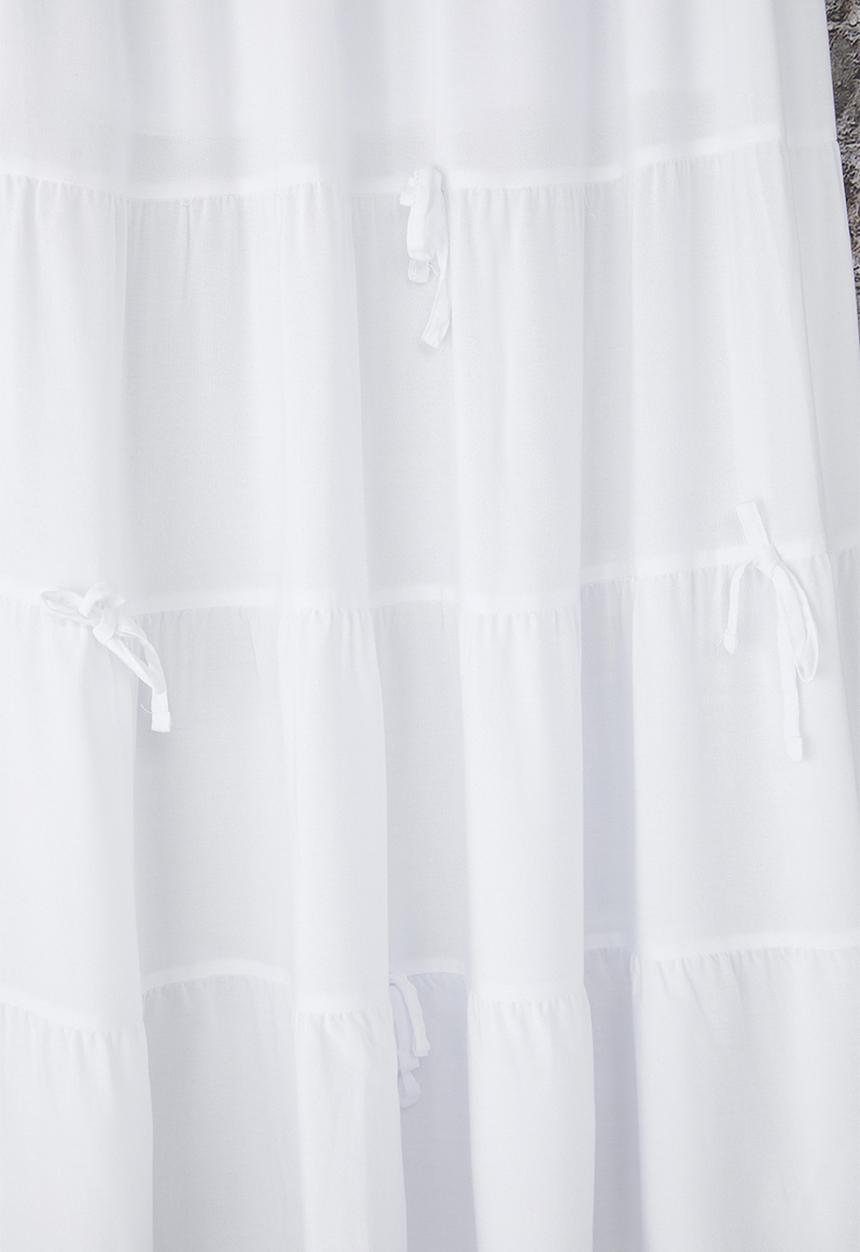 Trendyol - Bow Detail A-Line Flounced Maxi Skirt - White