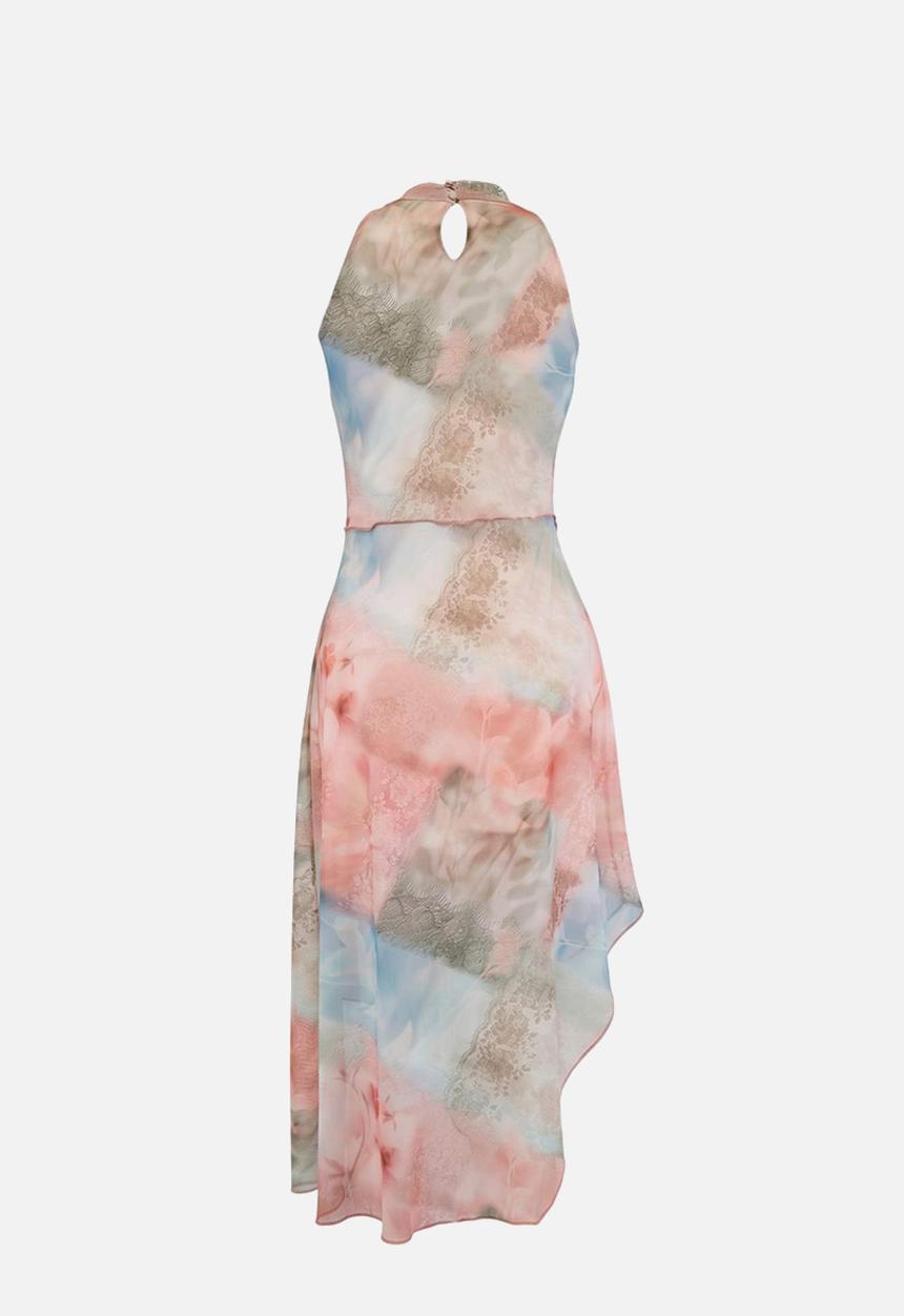 Trendyol - Limited Edition Abstract Print Halter Neck Tulle Dress - Multi