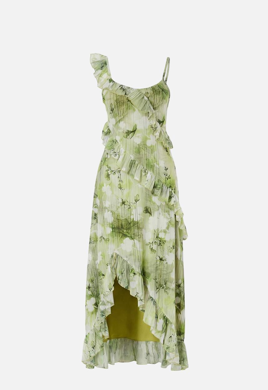 Trendyol - Limited Edition Bell-Shaped Tulle Dress with Spaghetti Straps - green