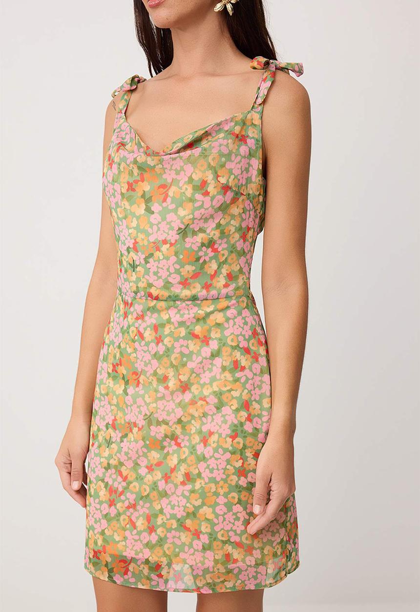 Trendyol - Floral Tie-Back Mini Dress - multi