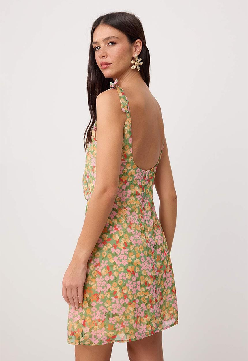 Trendyol - Floral Tie-Back Mini Dress - multi