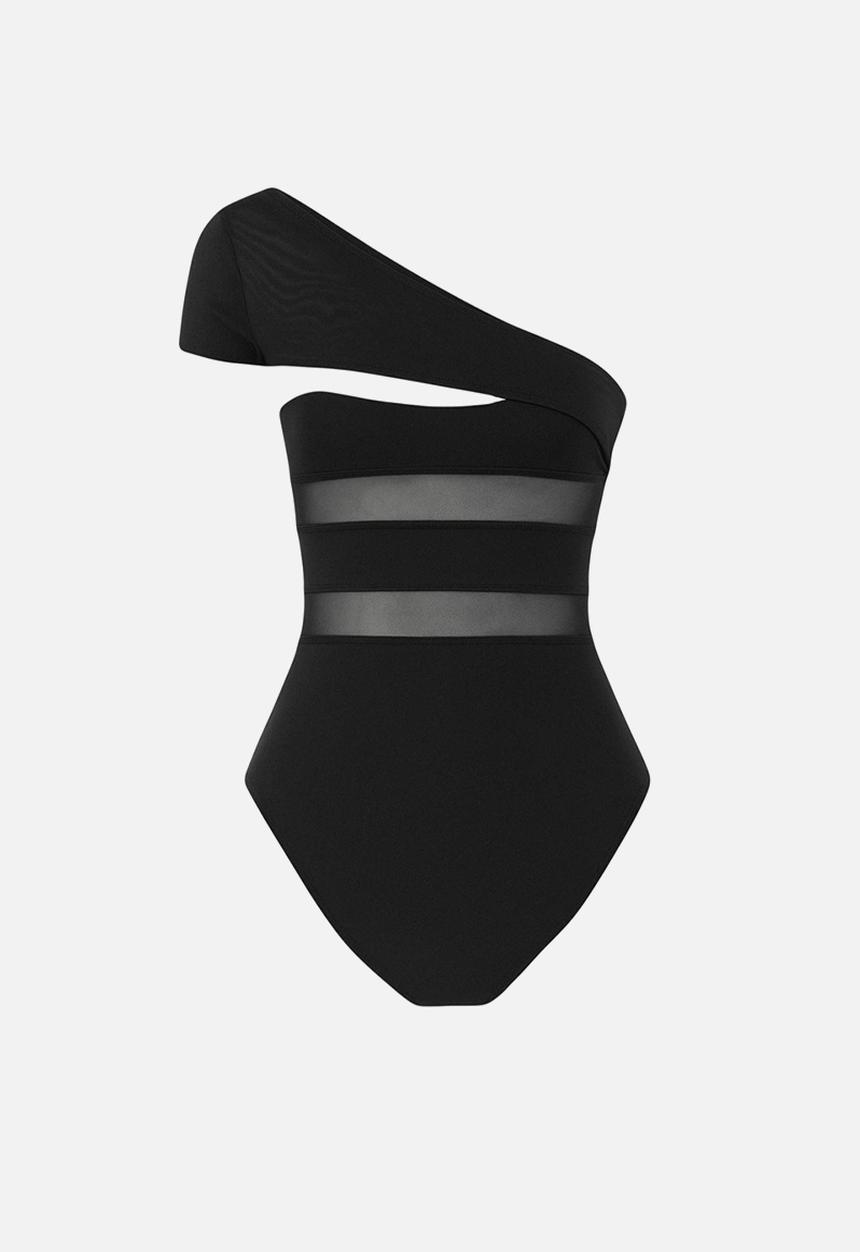 Trendyol - Mesh detailed swimsuit - black
