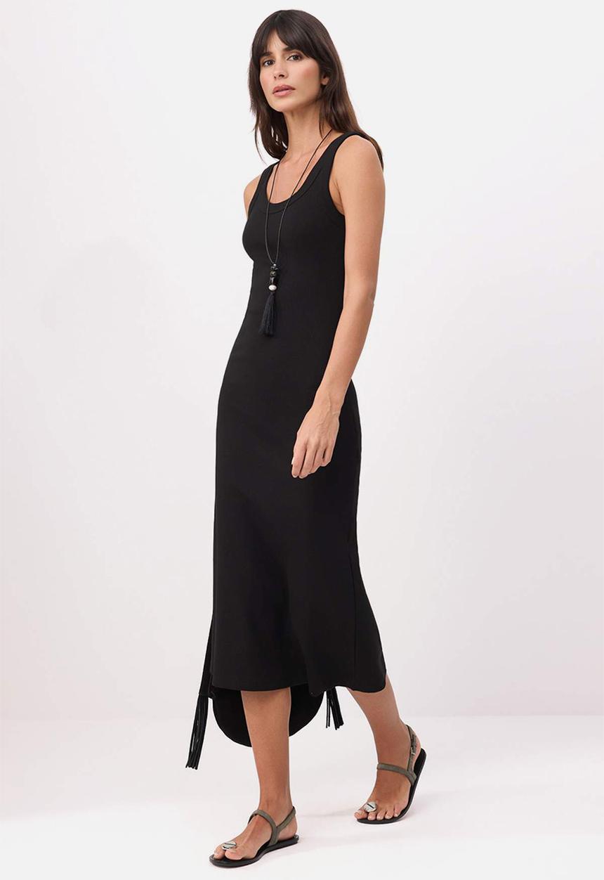 Trendyol - A-Line Ribbed Midi Knit Dress - Black
