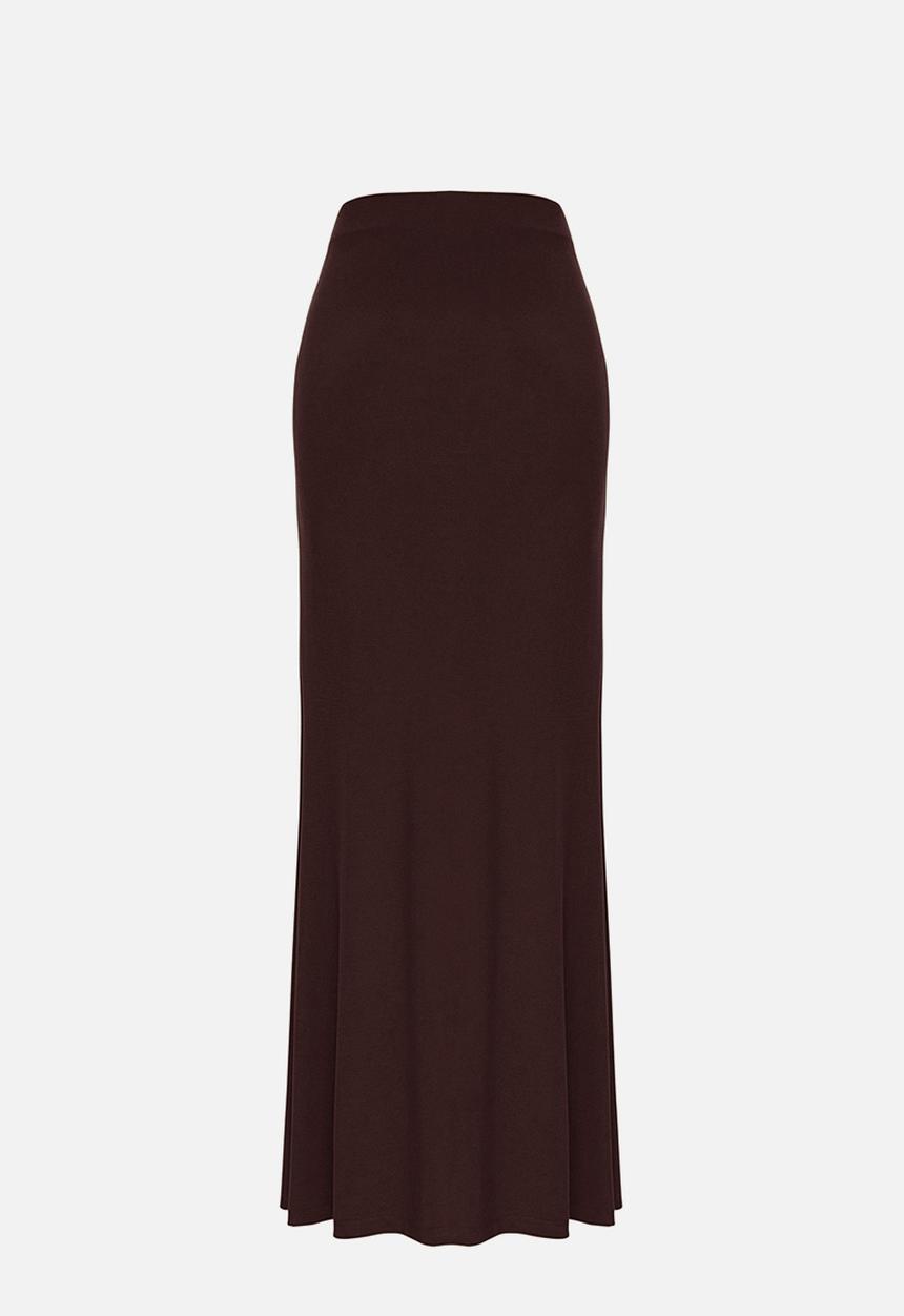 Trendyol - Bodycon Accessory Detail Maxi Skirt - Brown