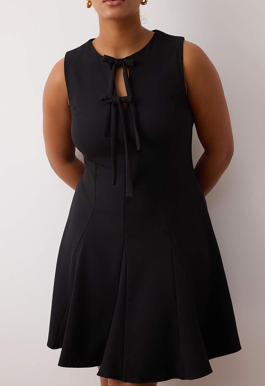 Trendyol - Plus bow cutout mini woven dress - black