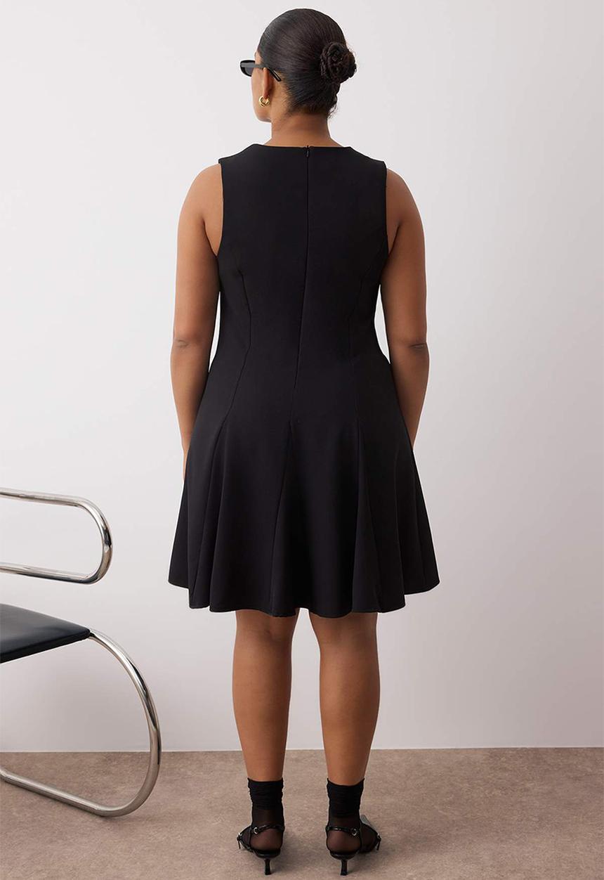 Trendyol - Plus bow cutout mini woven dress - black
