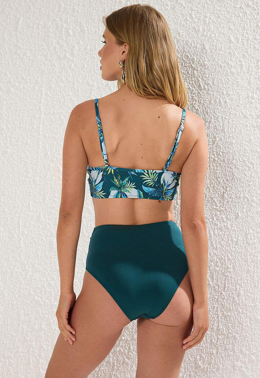 Trendyol - Floral pattern bikini set - green–multicolor