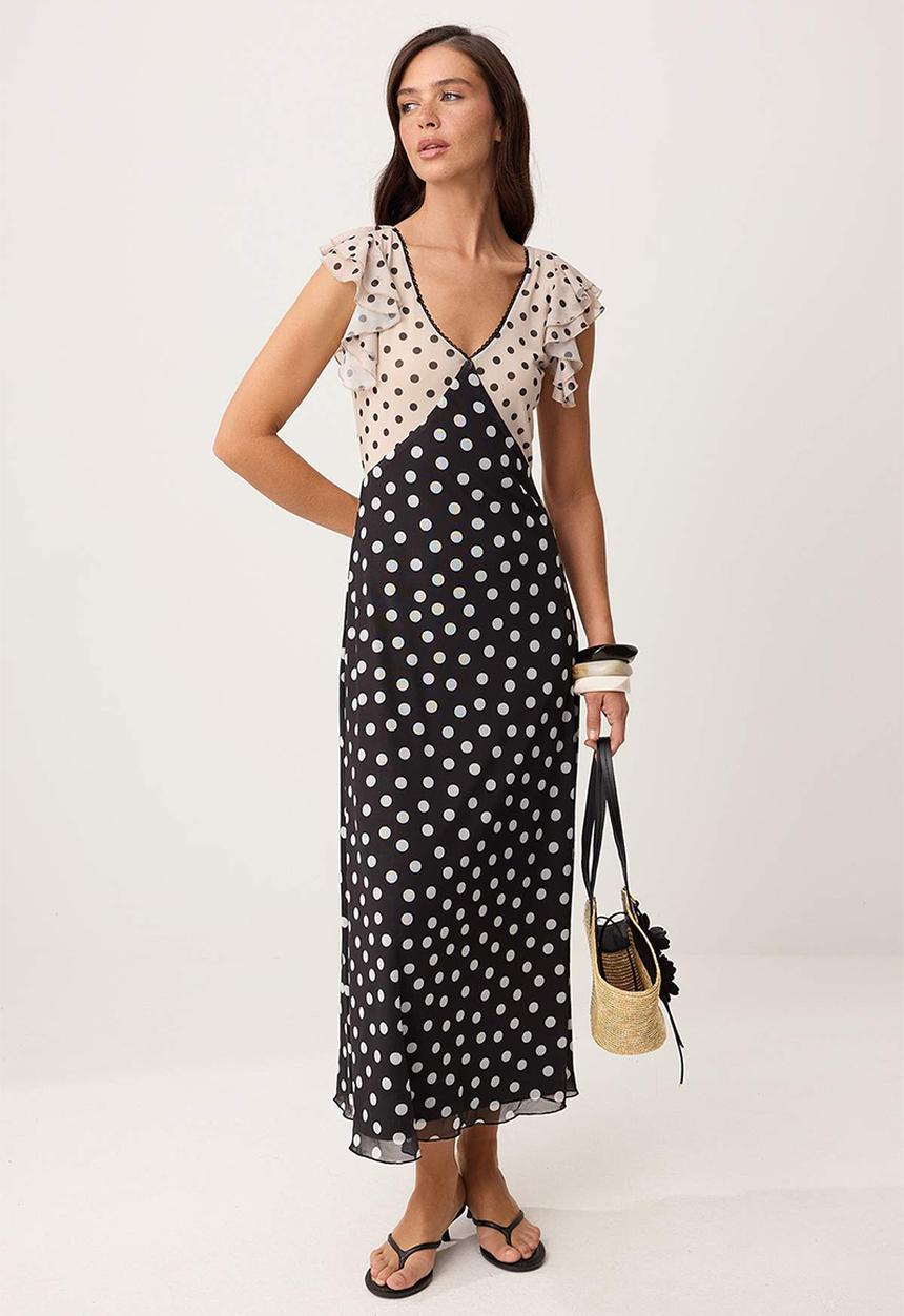 Trendyol - Polka Dot A-Line Tulle Dress - Multi