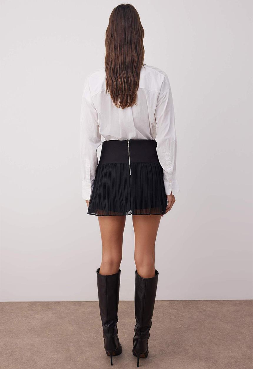 Trendyol - Pleated Chiffon Mini Skirt - Black