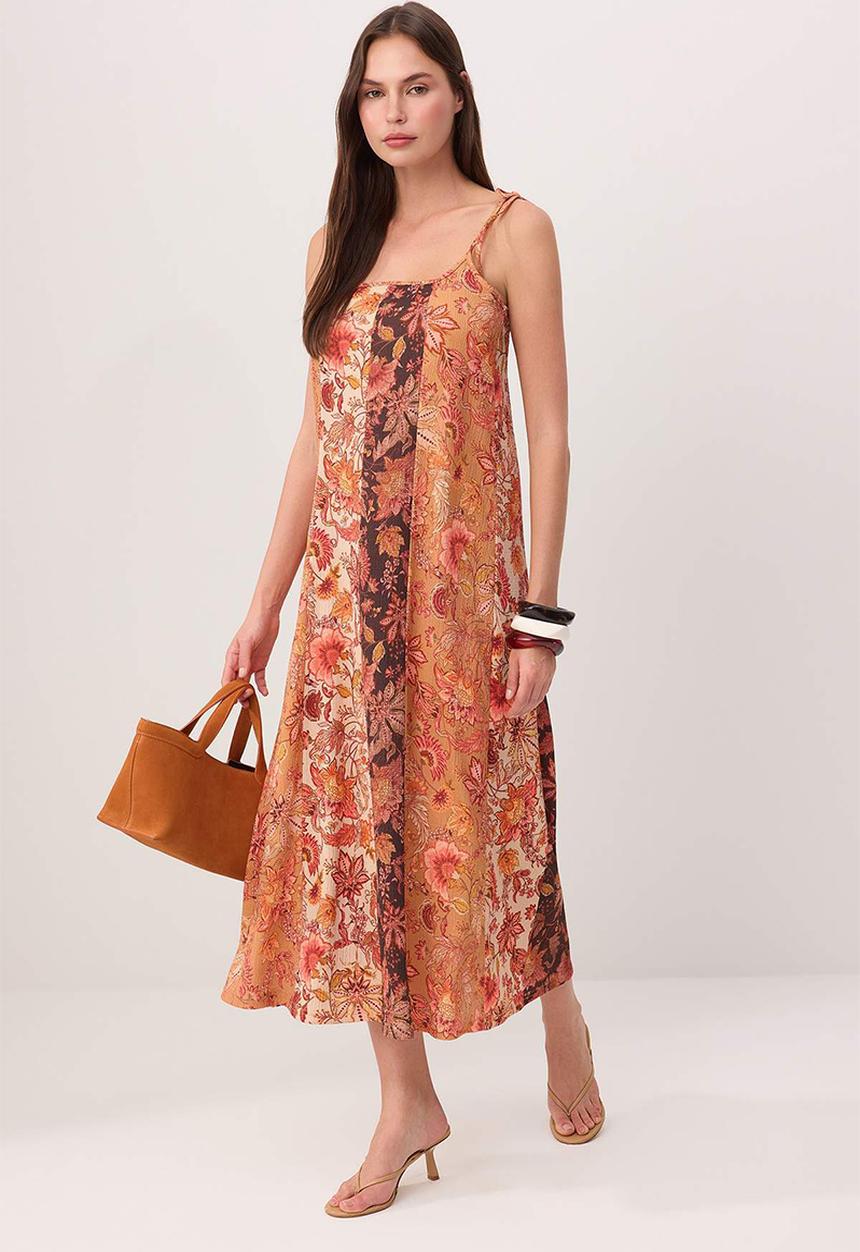 Trendyol - Shawl Print Boho A-Line Knit Dress - Multi