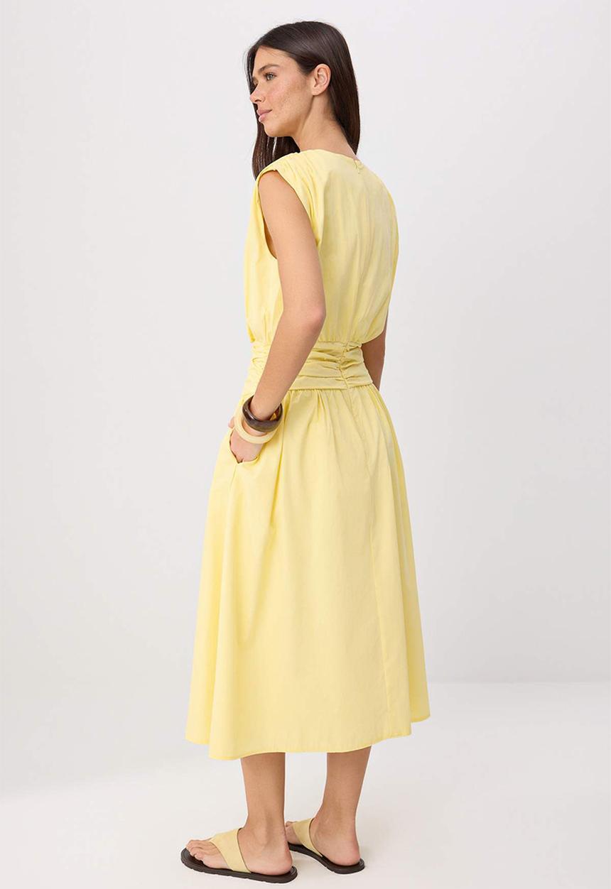 Trendyol - A-Line Midi Woven Dress - Yellow