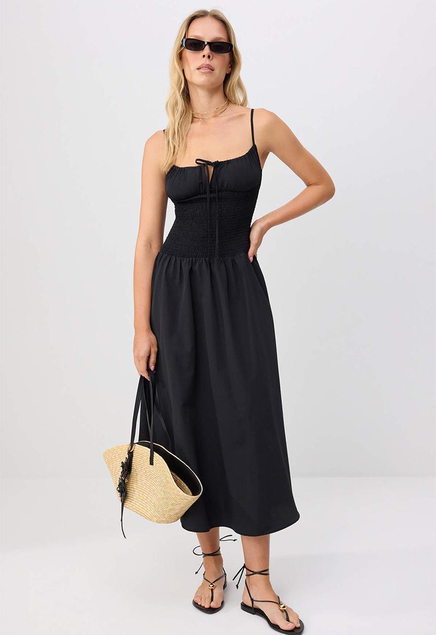 Trendyol - Gipe Detail Maxi Dress - Black