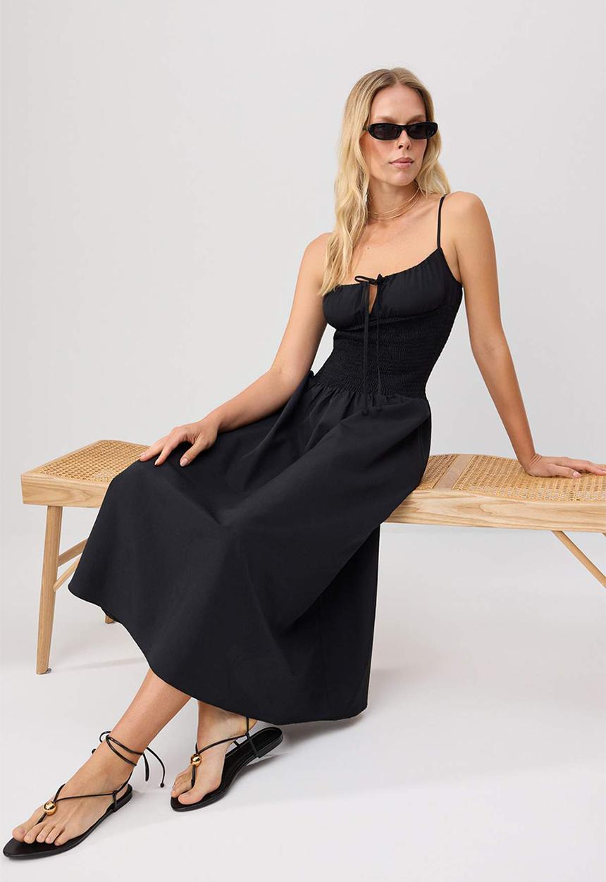 Trendyol - Gipe Detail Maxi Dress - Black