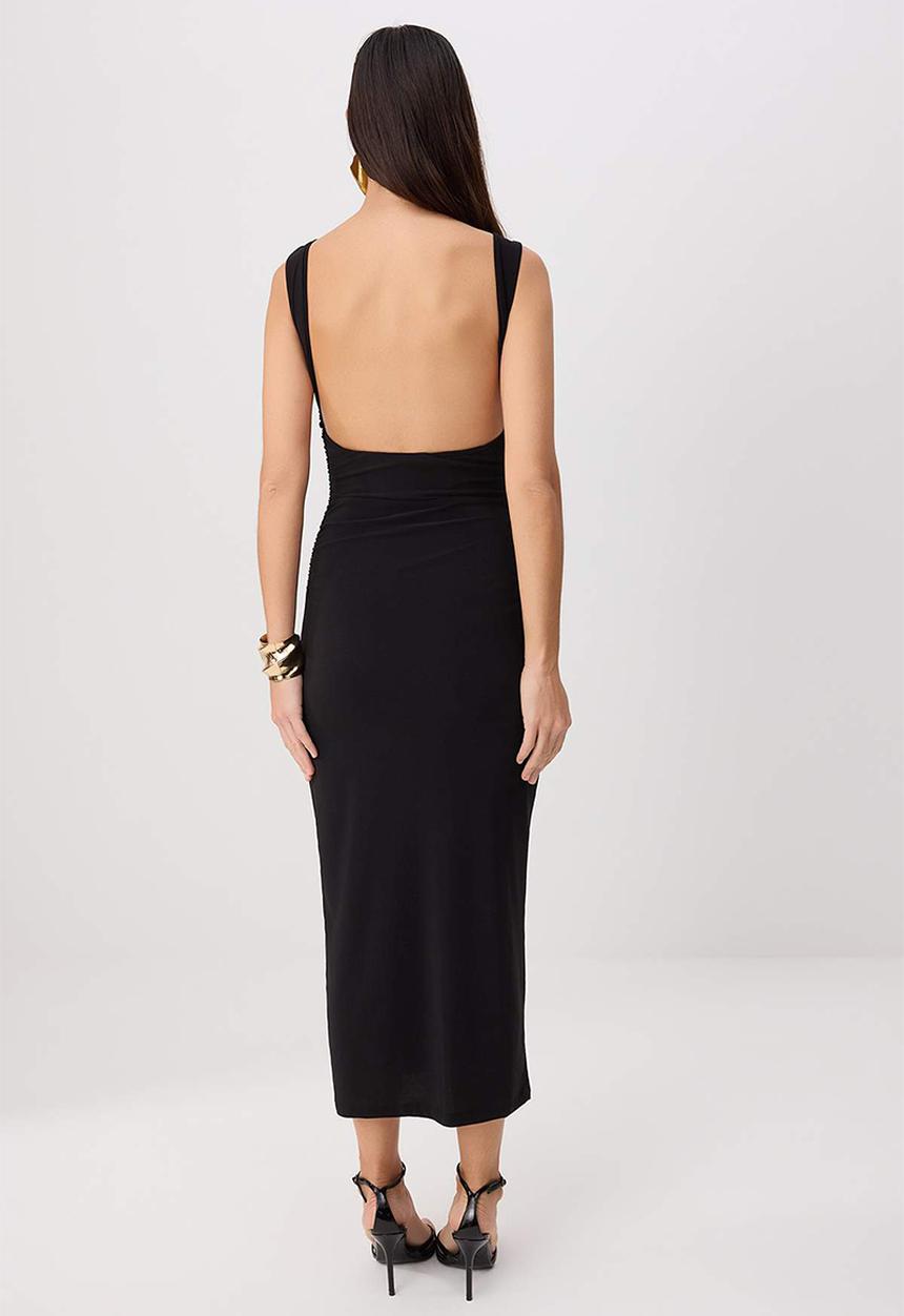 Trendyol - Accessory Detail Fitted Maxi Dress - Black
