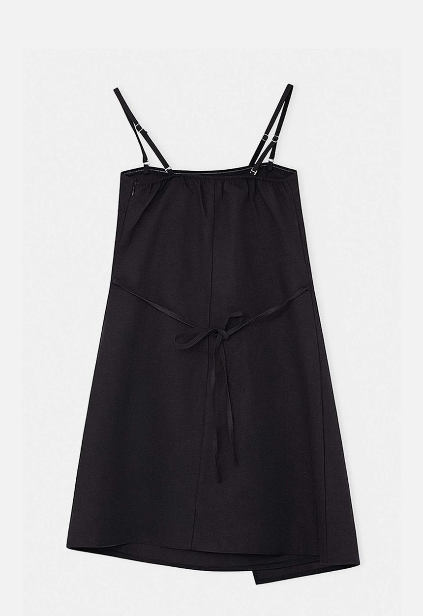 Trendyol - Strapless Linen Mini Dress with Detachable Straps - Black