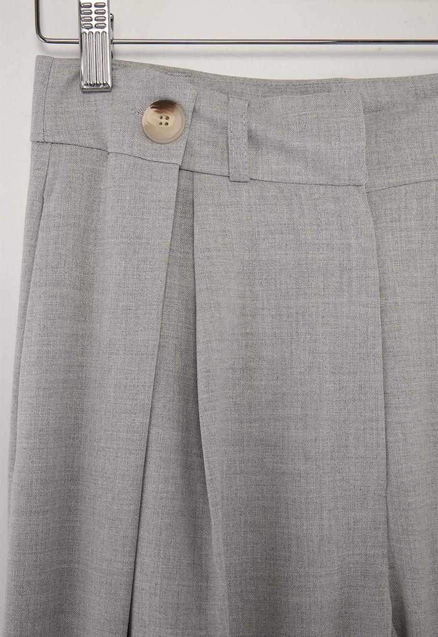 Trendyol - Double-Pleat Wide-Leg Trousers - Grey