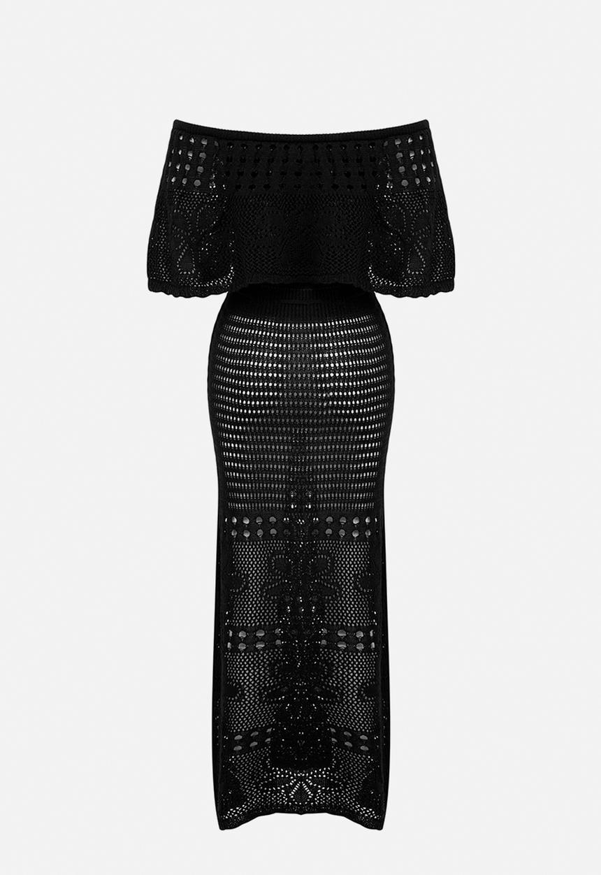 Trendyol - Carmen Collar Sheer Maxi Beach Dress - Black