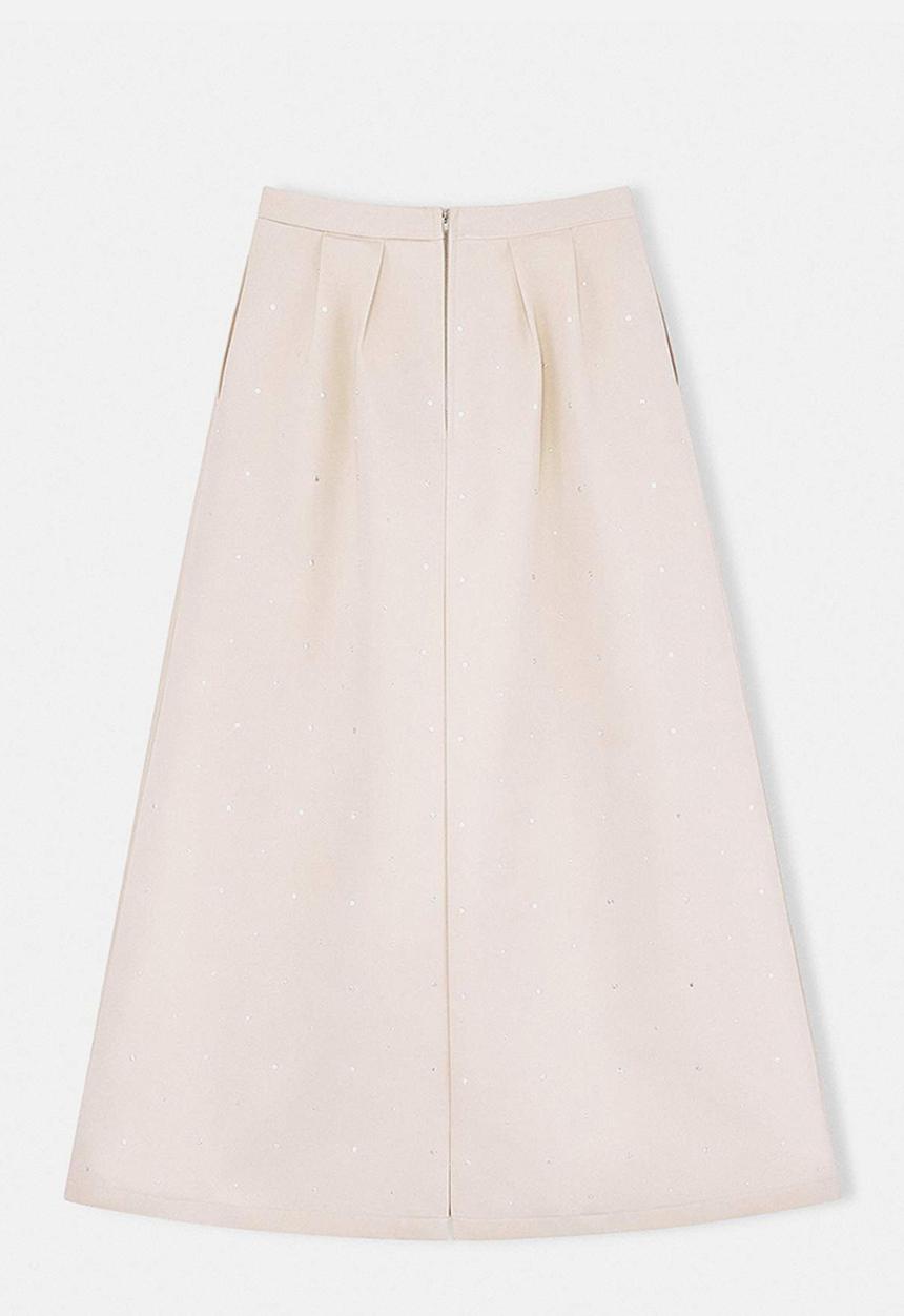 Trendyol - Long Denim Skirt - Beige