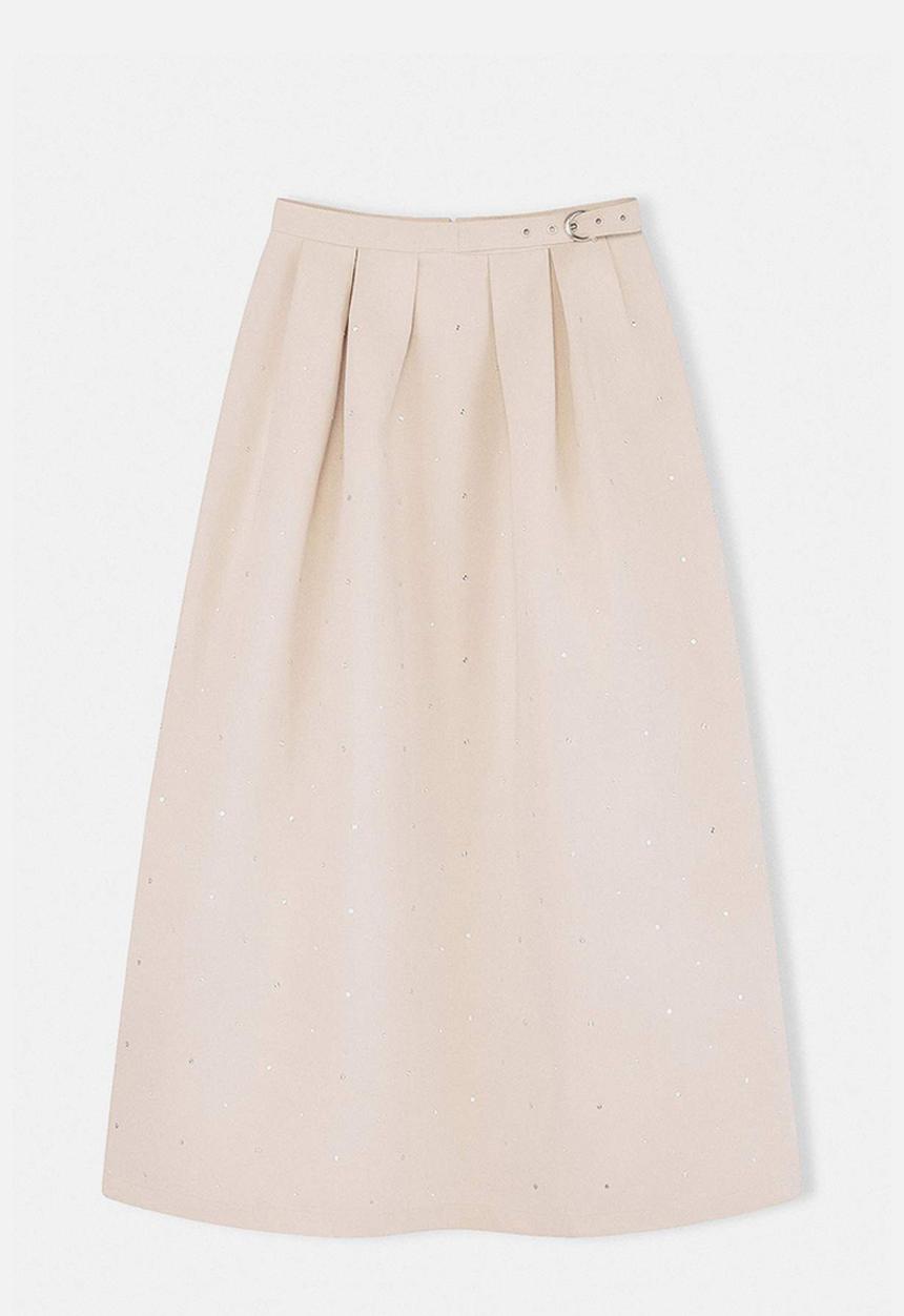 Trendyol - Long Denim Skirt - Beige