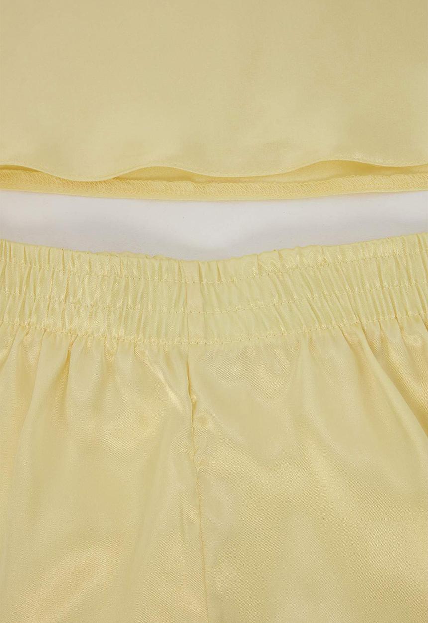 Trendyol - Lace rope strap satin shorts pajamas set - yellow