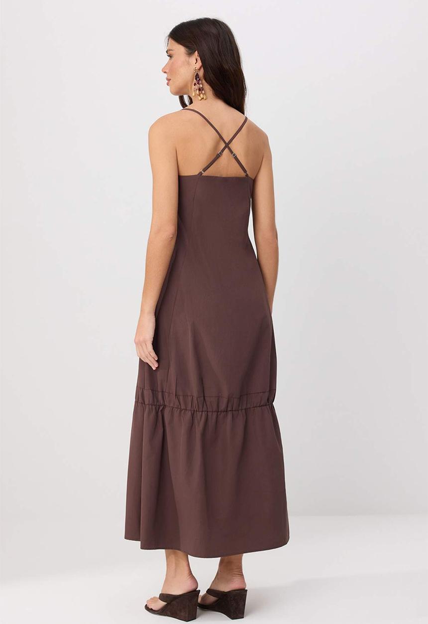 Trendyol - Hem Detail Relaxed Maxi Dress - Brown