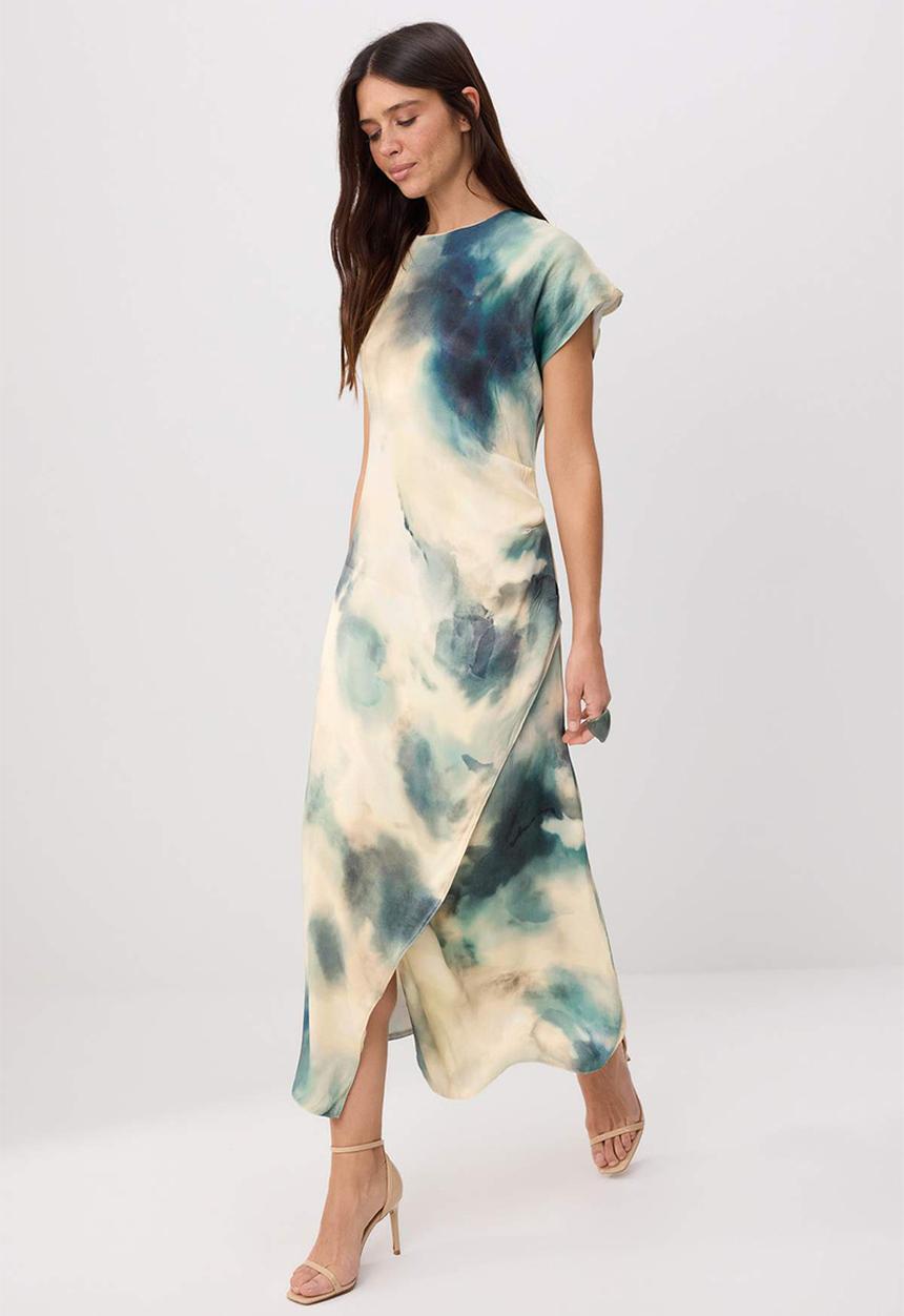 Trendyol - Abstract Print Straight-Cut Midi Dress - Multi