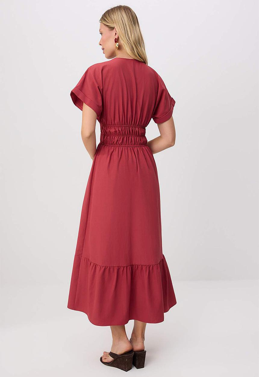 Trendyol - Double-Breasted A-Line Maxi Dress - Tile