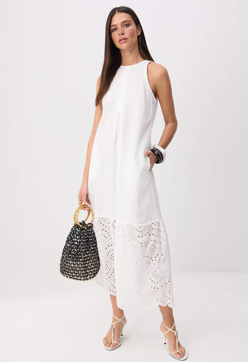 Trendyol - Broderie Detail Maxi Dress - White