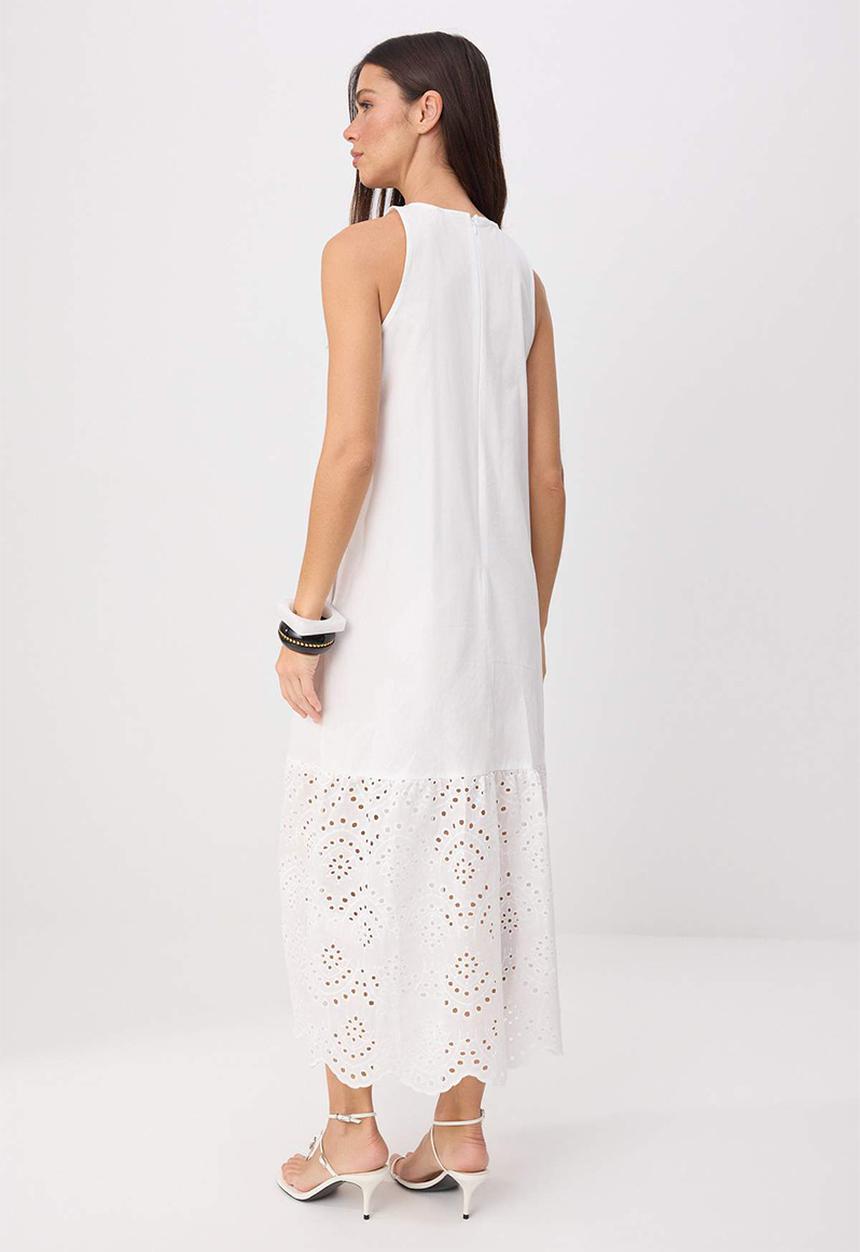 Trendyol - Broderie Detail Maxi Dress - White