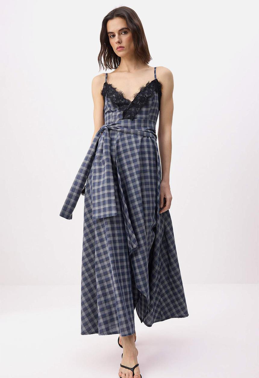 Trendyol - Abstract Print Lined Chiffon Midi Dress - Multicolour