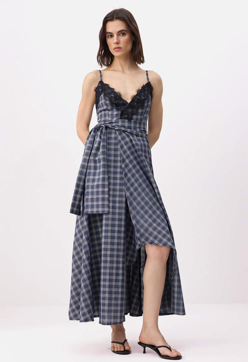 Trendyol - Abstract Print Lined Chiffon Midi Dress - Multicolour