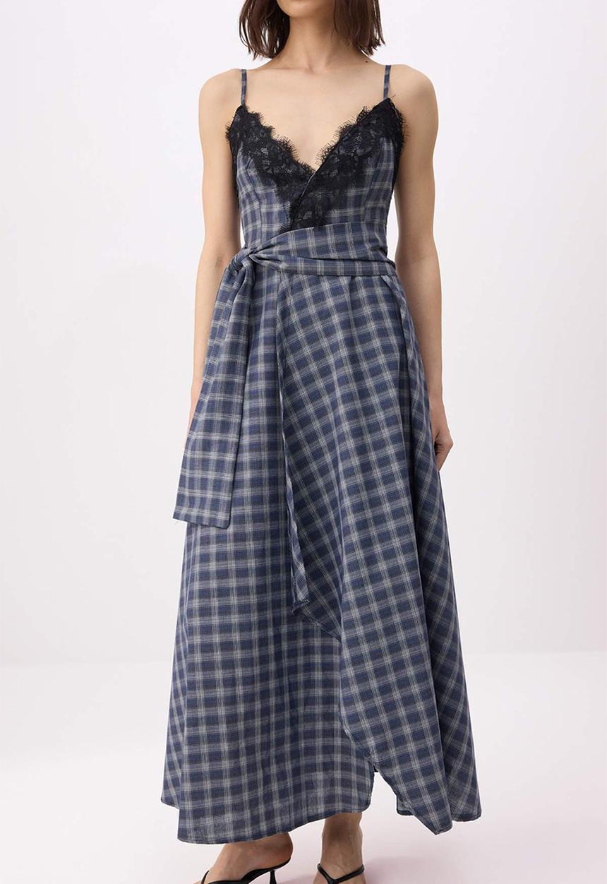 Trendyol - Abstract Print Lined Chiffon Midi Dress - Multicolour